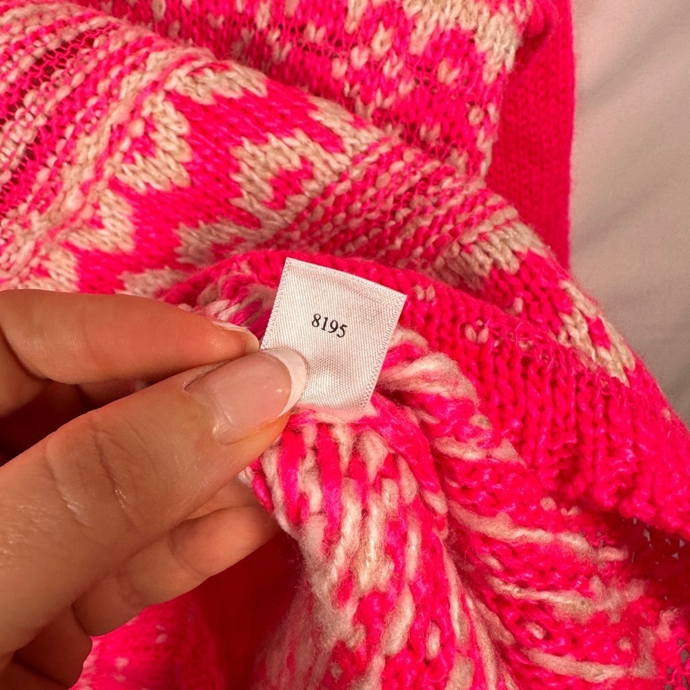 Aeropostale Barbiecore Pink Fair Isle Knit V-Neck Sweater M Lightweight Y2K - Picture 8 of 8